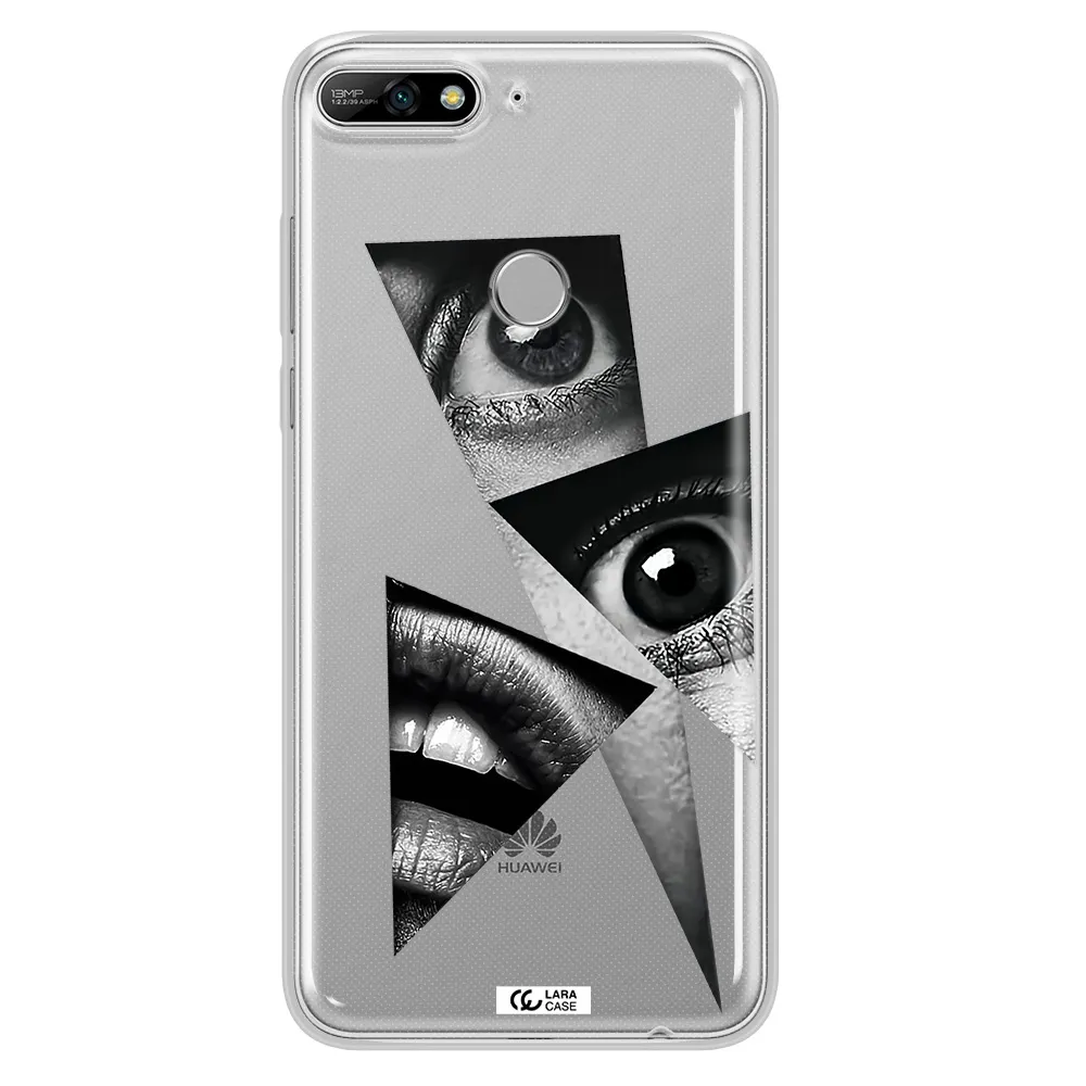 a close-up of a woman's eyes and lips Huawei Y7 2018 Clear TPU Case