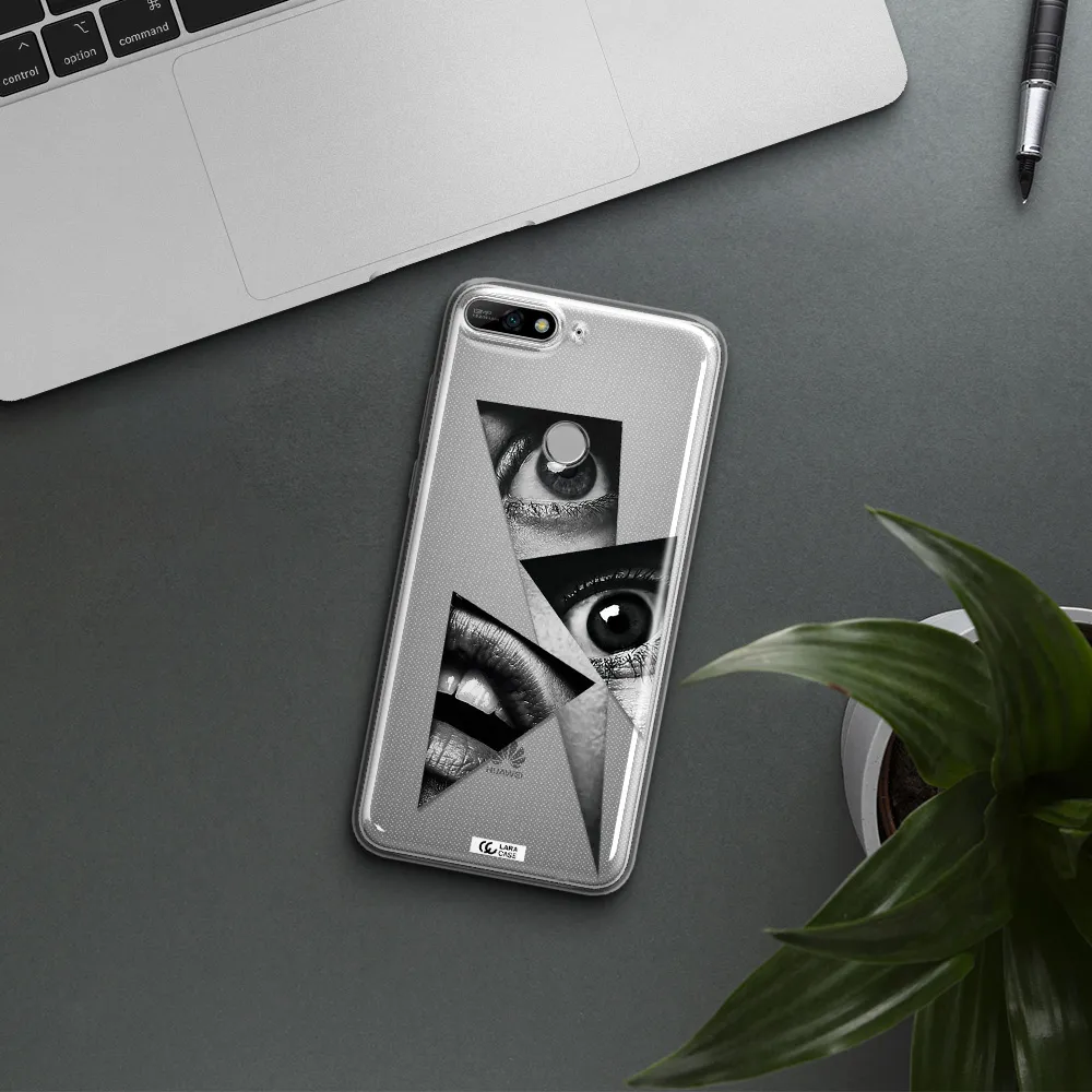 a close-up of a woman's eyes and lips Huawei Y7 2018 Clear TPU Case