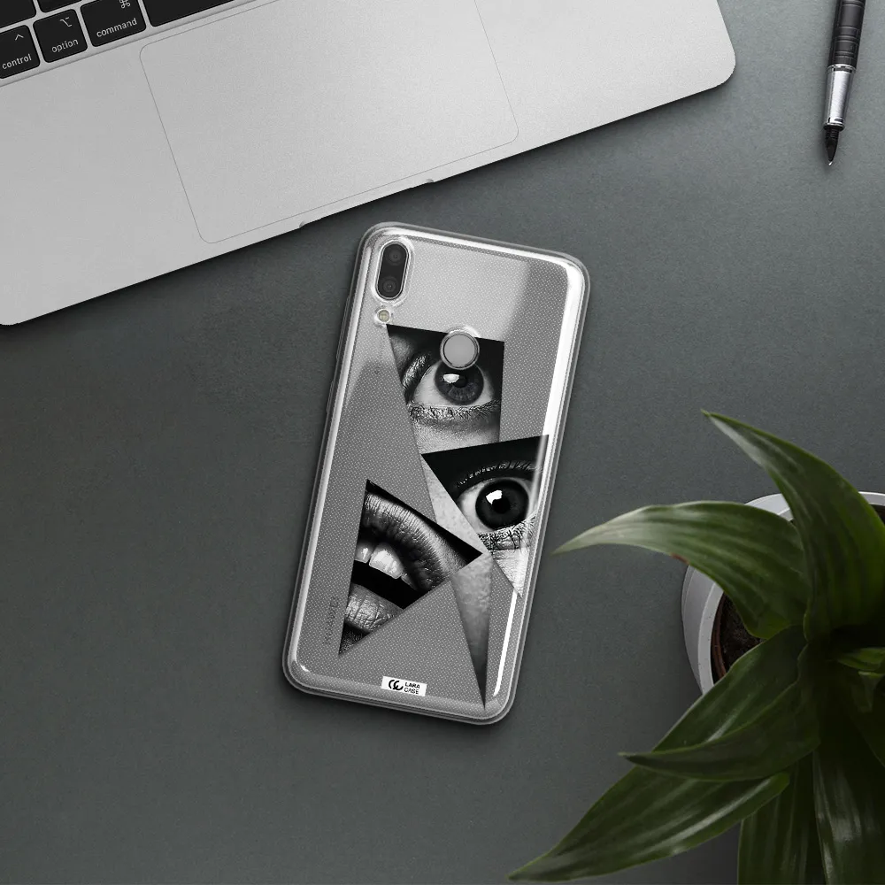 a close-up of a woman's eyes and lips Huawei Y7 2019 Clear TPU Case