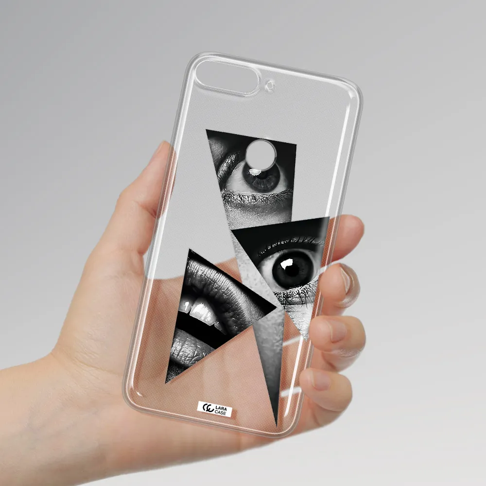 a close-up of a woman's eyes and lips Huawei Y7 Prime 2018 Clear TPU Case