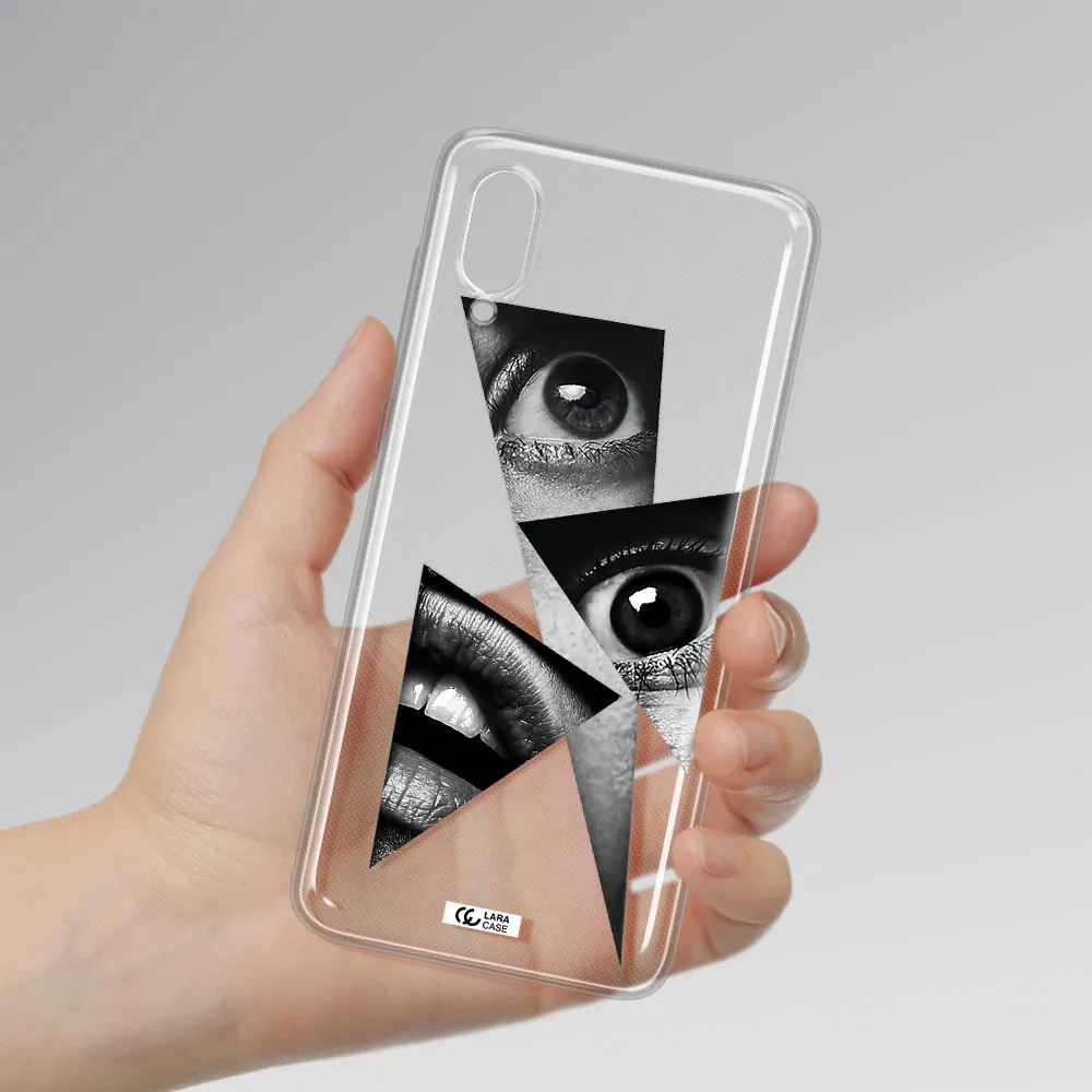 a close-up of a woman's eyes and lips Samsung A02 Clear TPU Case