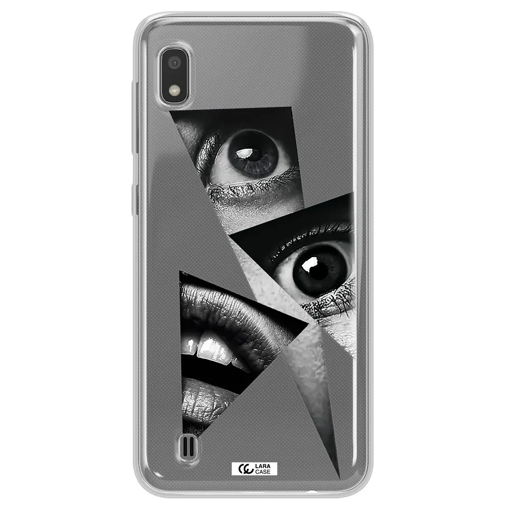 a close-up of a woman's eyes and lips Samsung A10 Clear TPU Case