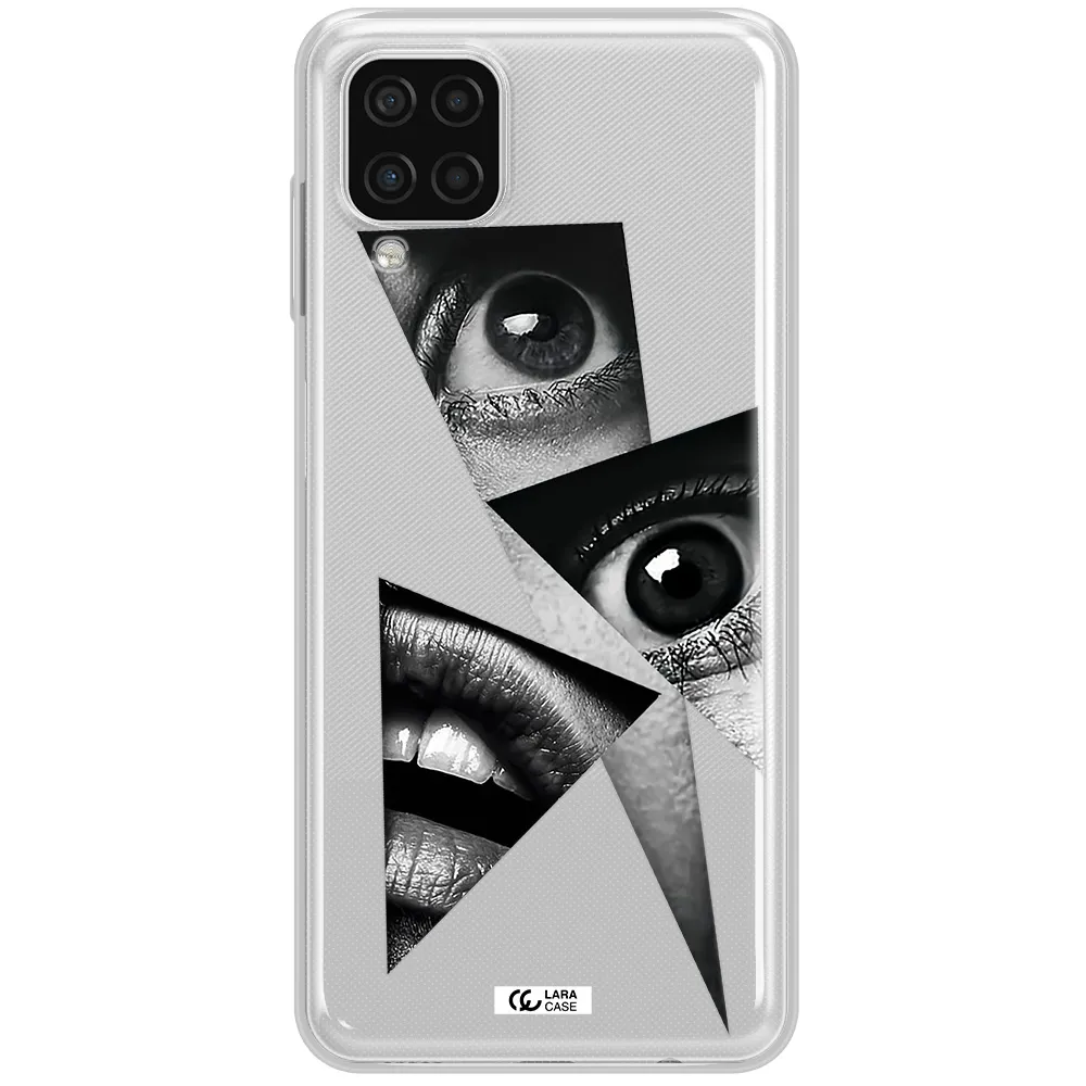 a close-up of a woman's eyes and lips Samsung A12 4g Clear TPU Case
