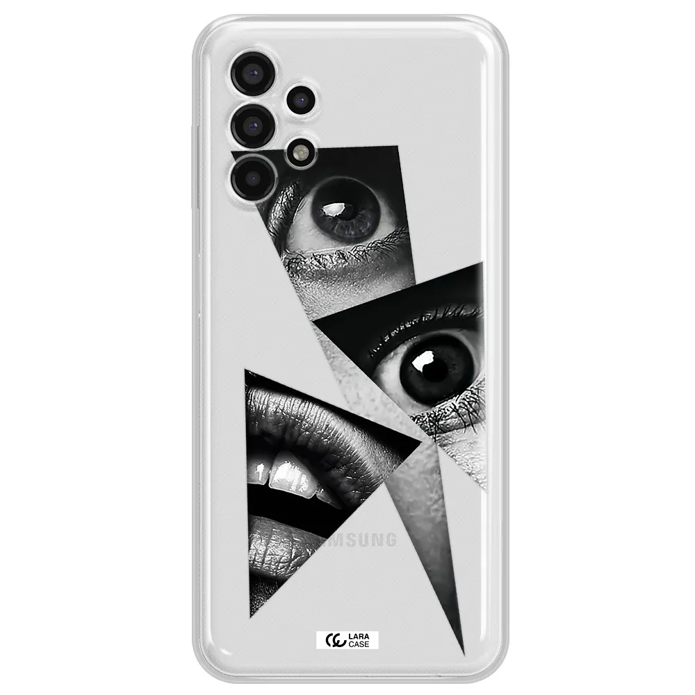 a close-up of a woman's eyes and lips Samsung A13 4g Clear TPU Case