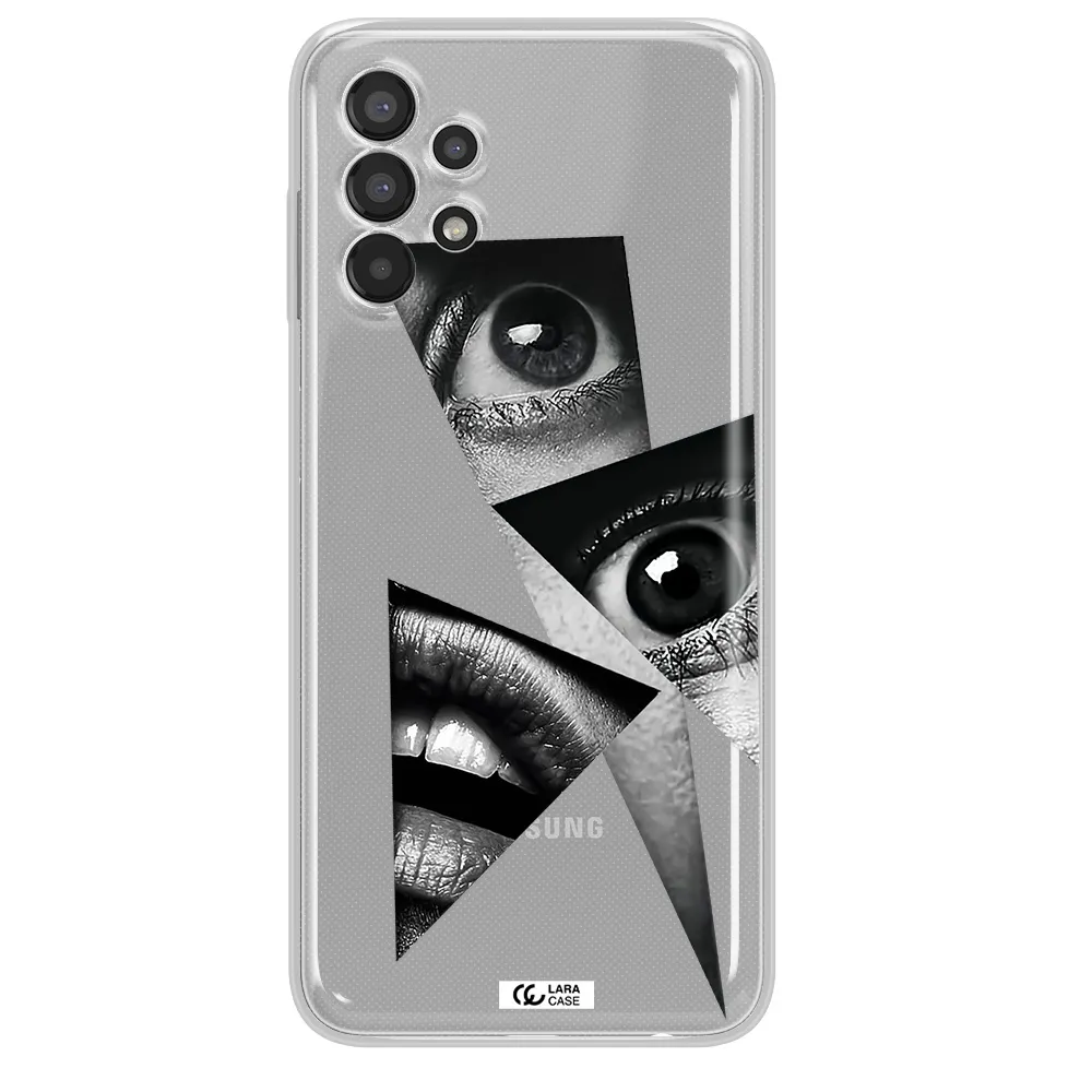 a close-up of a woman's eyes and lips Samsung A13 Clear TPU Case