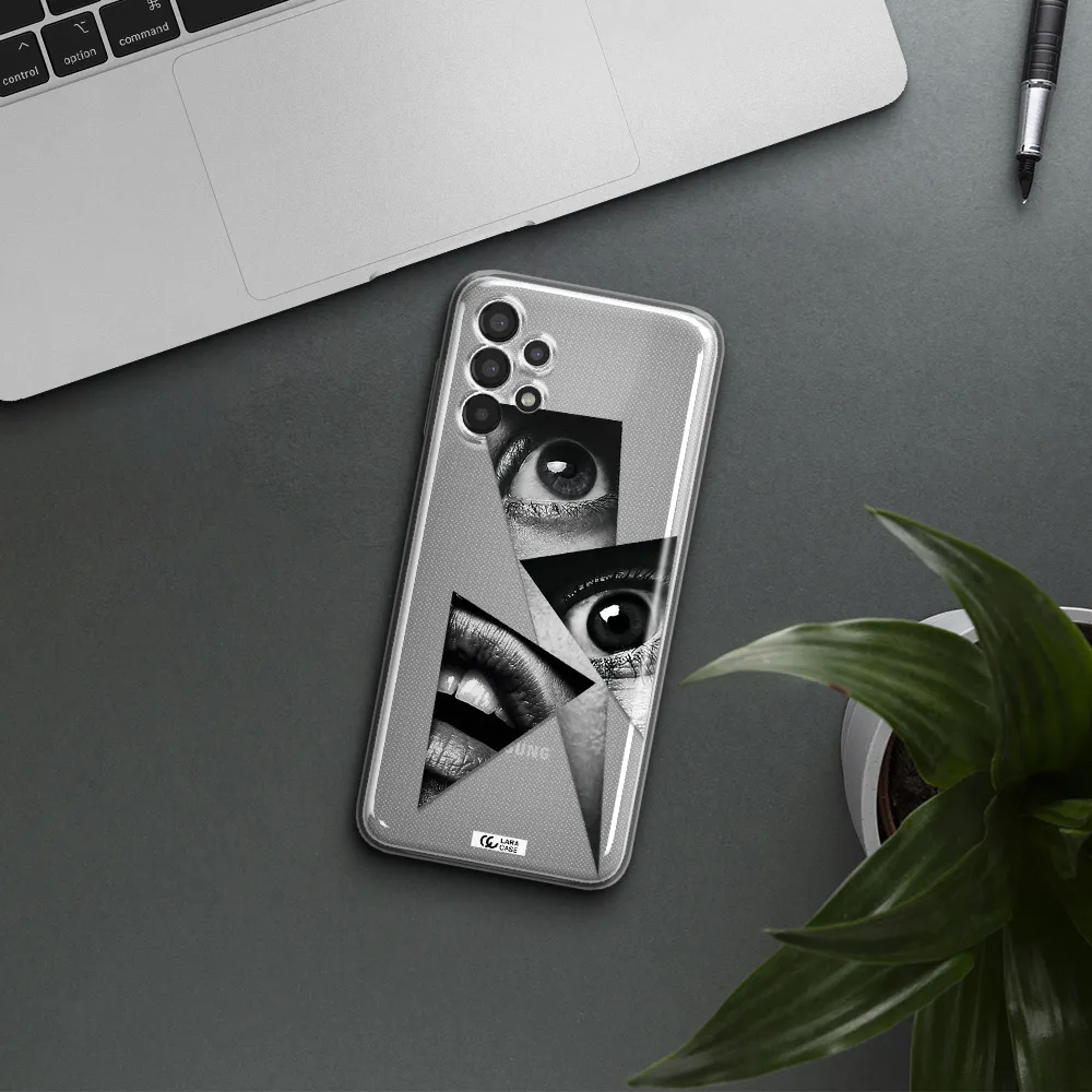 a close-up of a woman's eyes and lips Samsung A13 Clear TPU Case