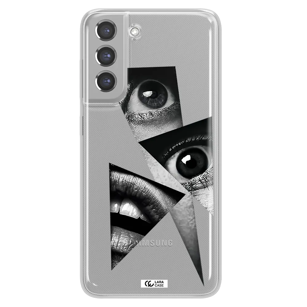 a close-up of a woman's eyes and lips Samsung A21 Fe Clear TPU Case