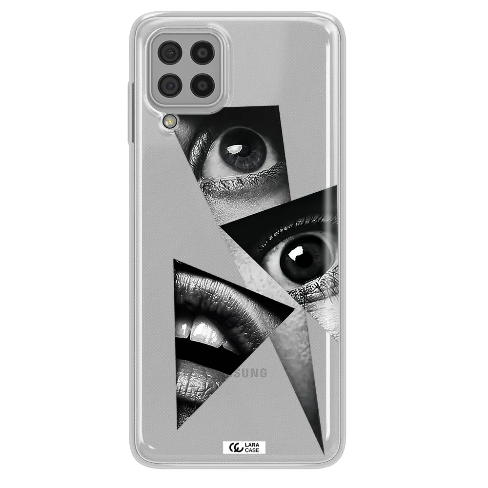 a close-up of a woman's eyes and lips Samsung A22 4g Clear TPU Case