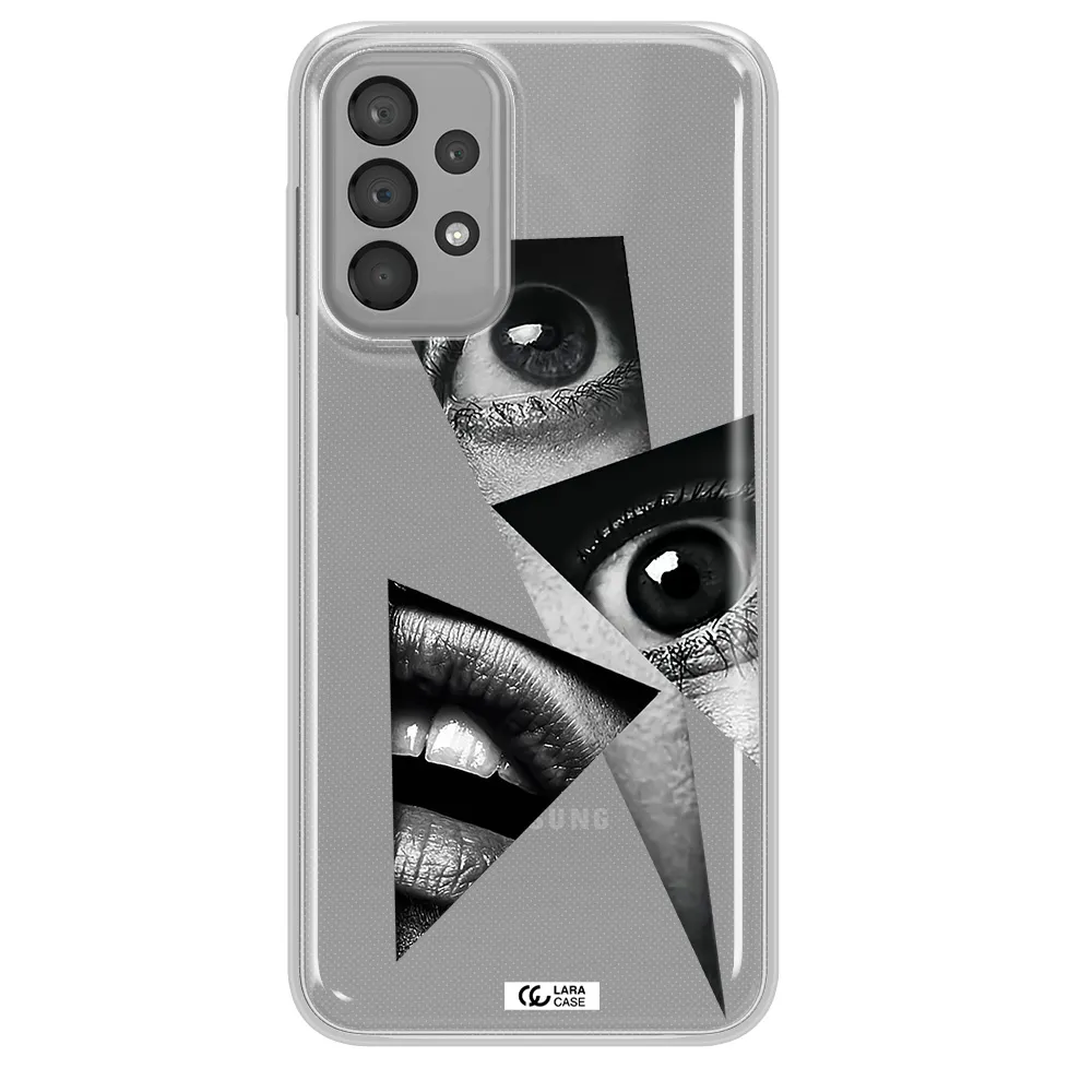 a close-up of a woman's eyes and lips Samsung A33 Clear TPU Case