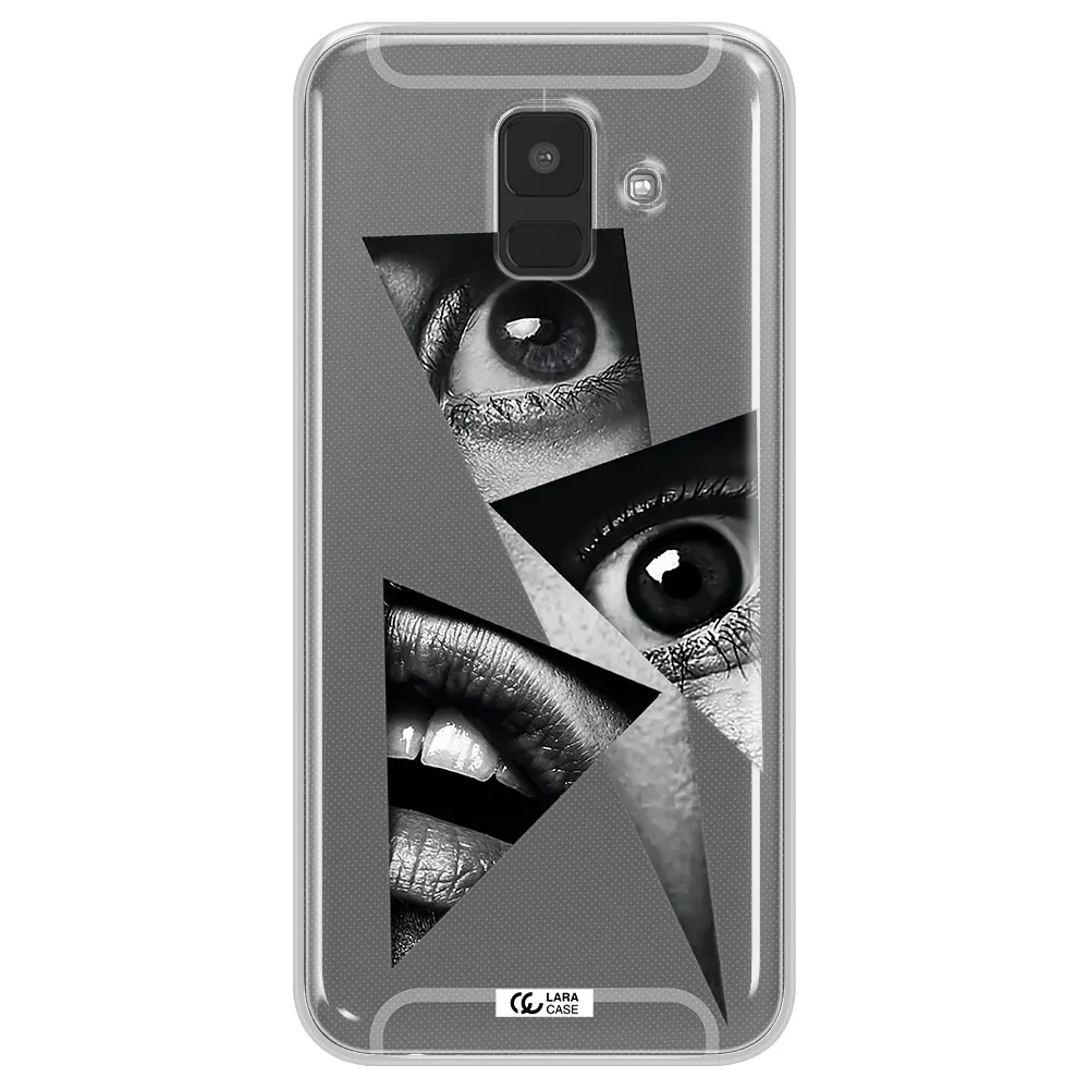 a close-up of a woman's eyes and lips Samsung A6 Clear TPU Case
