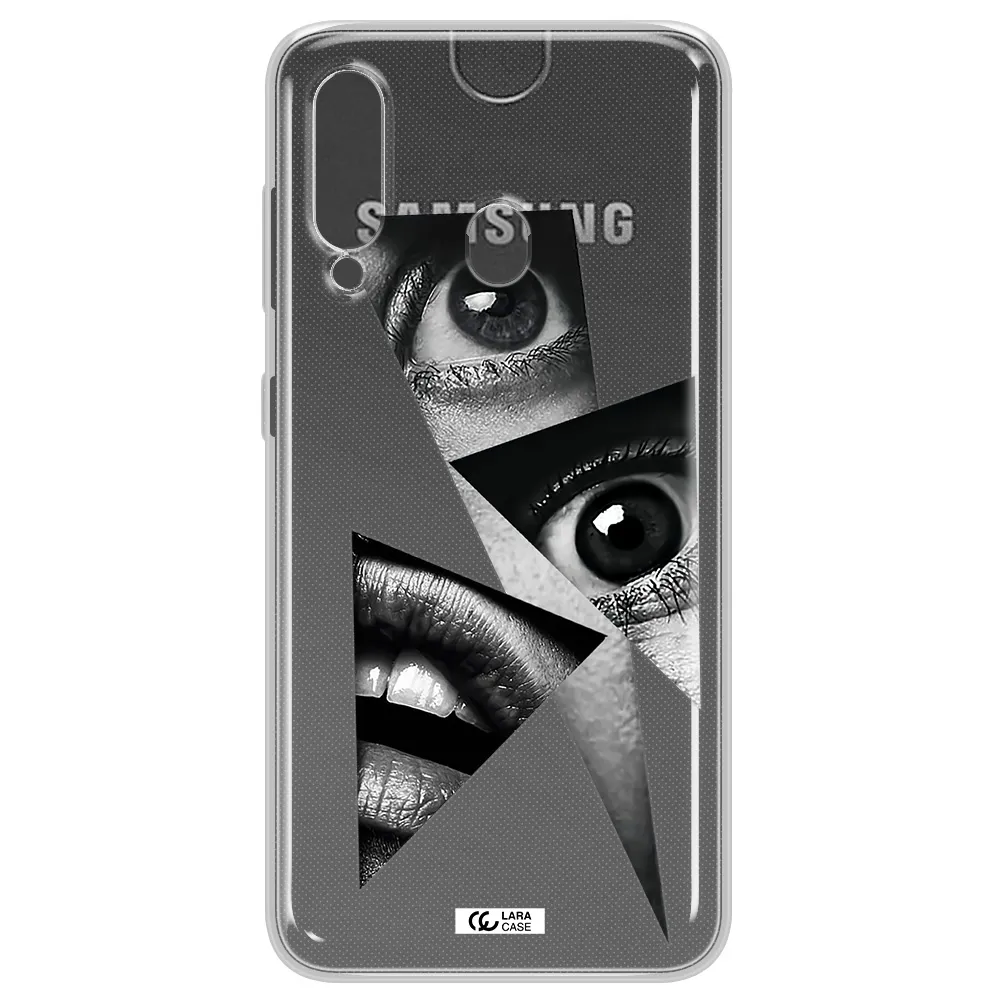 a close-up of a woman's eyes and lips Samsung A60 Clear TPU Case