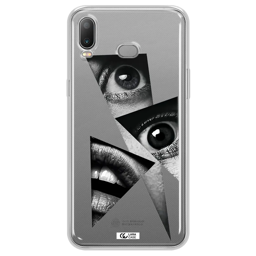 a close-up of a woman's eyes and lips Samsung A6S Clear TPU Case