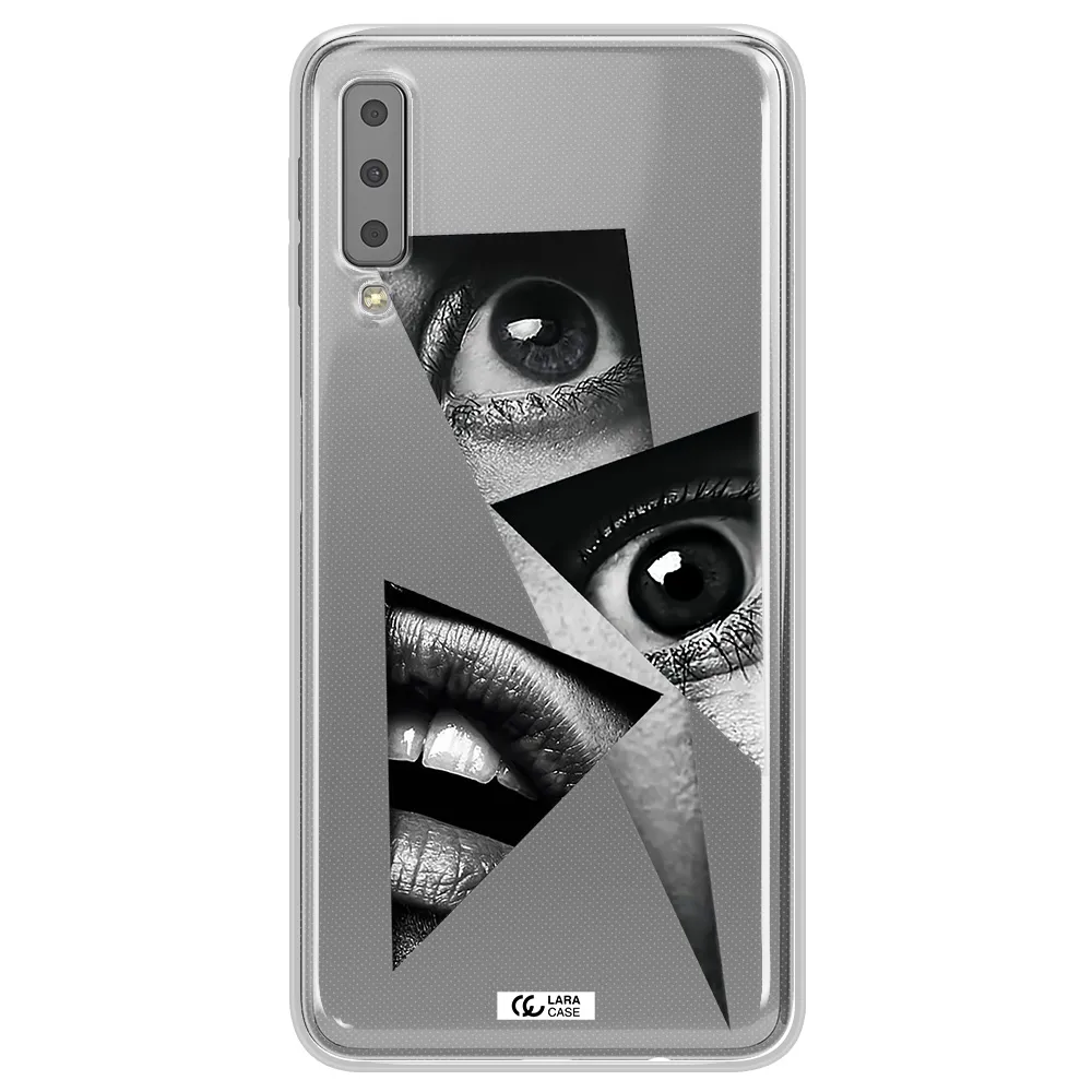a close-up of a woman's eyes and lips Samsung A7 2018 Clear TPU Case