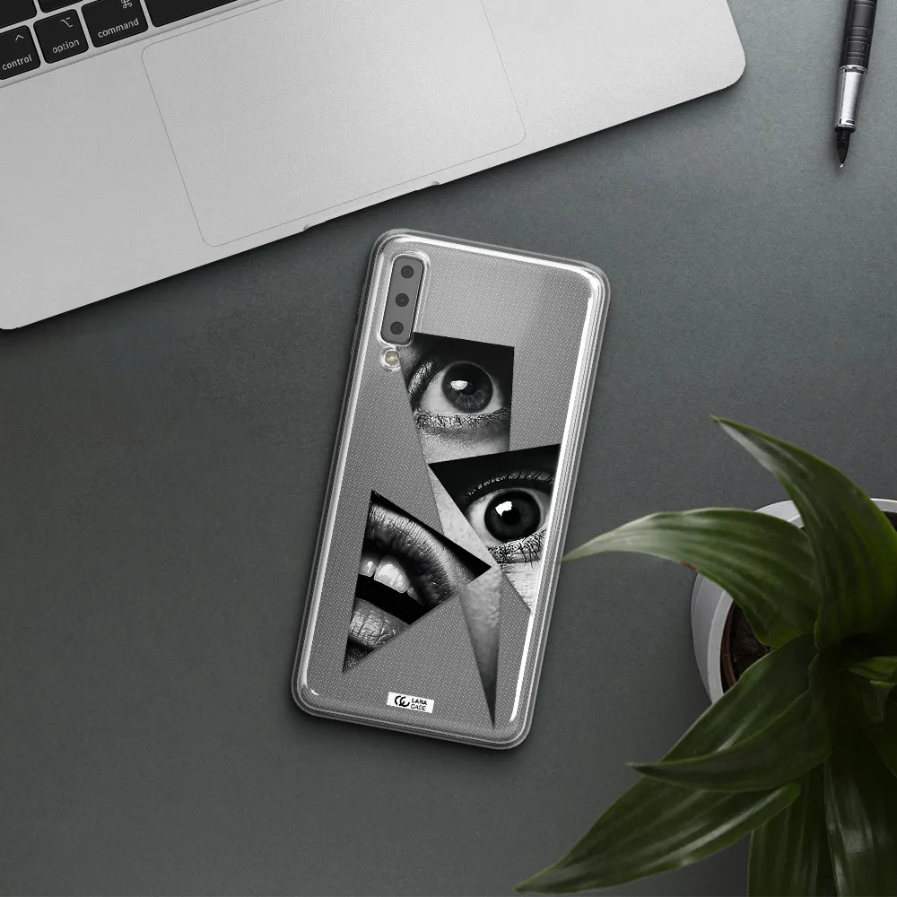 a close-up of a woman's eyes and lips Samsung A7 2018 Clear TPU Case
