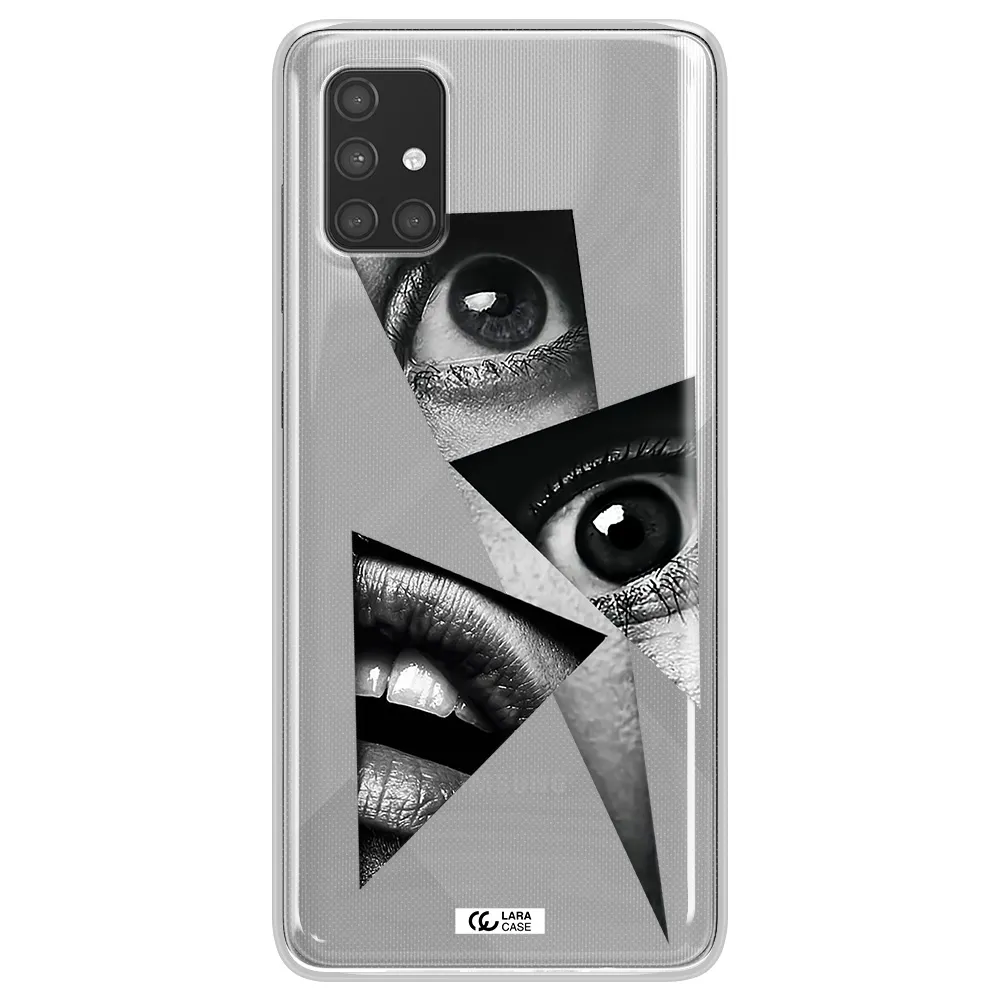 a close-up of a woman's eyes and lips Samsung A71 Clear TPU Case