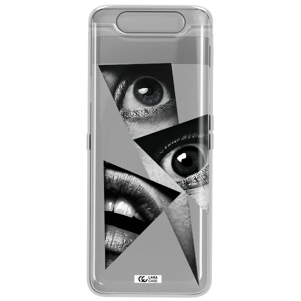 a close-up of a woman's eyes and lips Samsung A80 Clear TPU Case