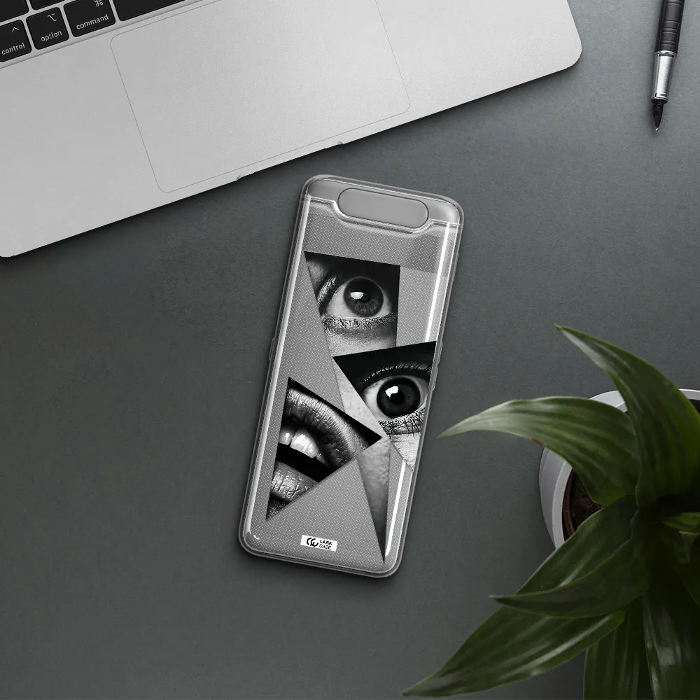 a close-up of a woman's eyes and lips Samsung A80 Clear TPU Case