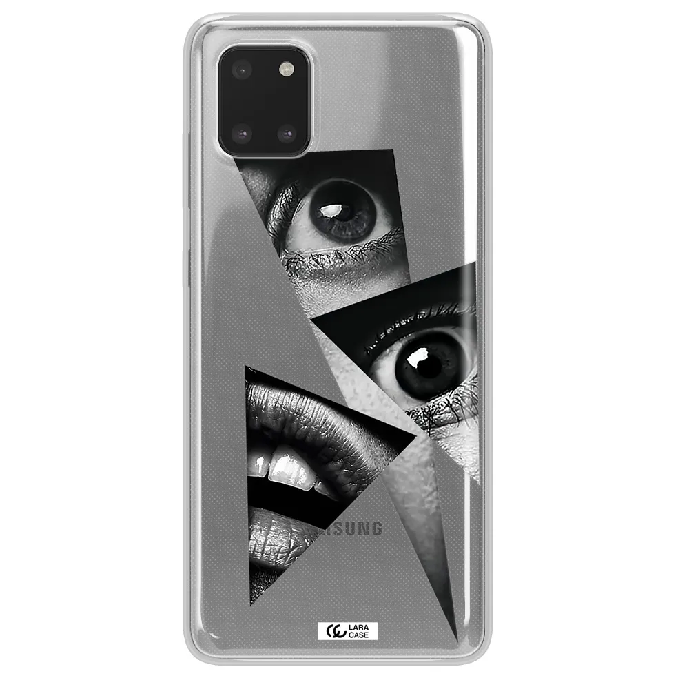 a close-up of a woman's eyes and lips Samsung A81 Clear TPU Case