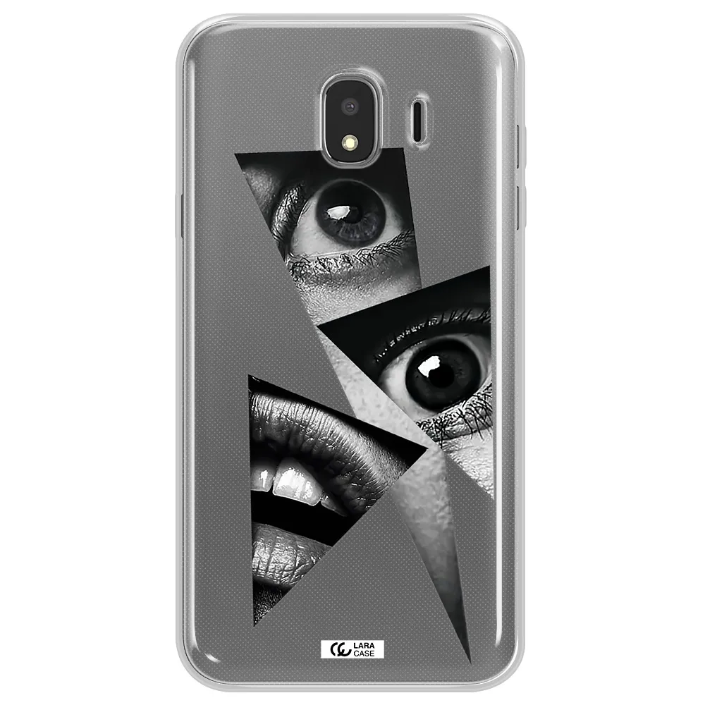 a close-up of a woman's eyes and lips Samsung J4 Clear TPU Case
