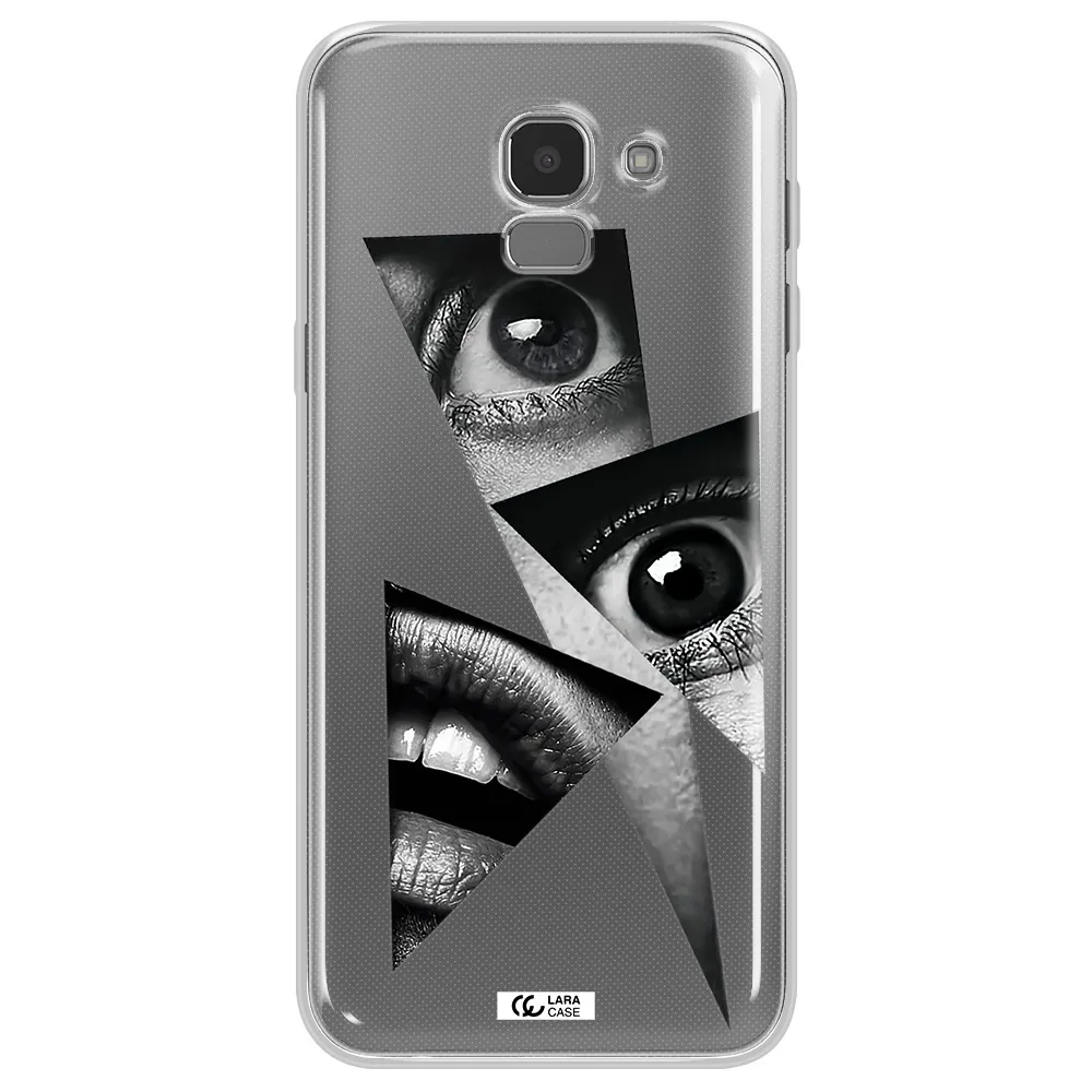 a close-up of a woman's eyes and lips Samsung J6 Clear TPU Case