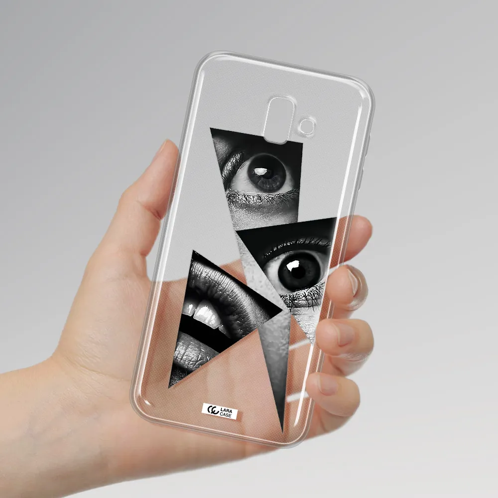 a close-up of a woman's eyes and lips Samsung J6 Plus Clear TPU Case