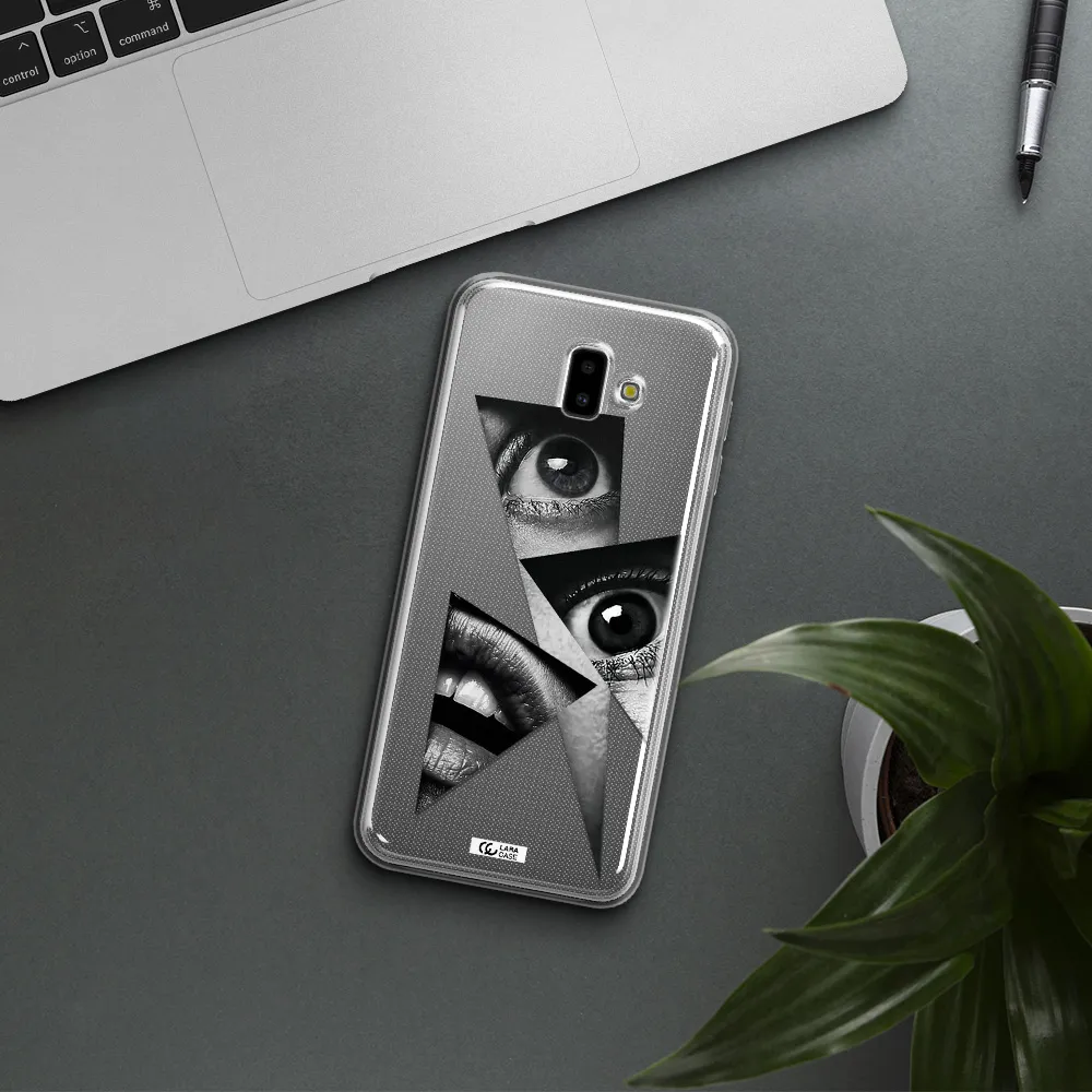a close-up of a woman's eyes and lips Samsung J6 Plus Clear TPU Case
