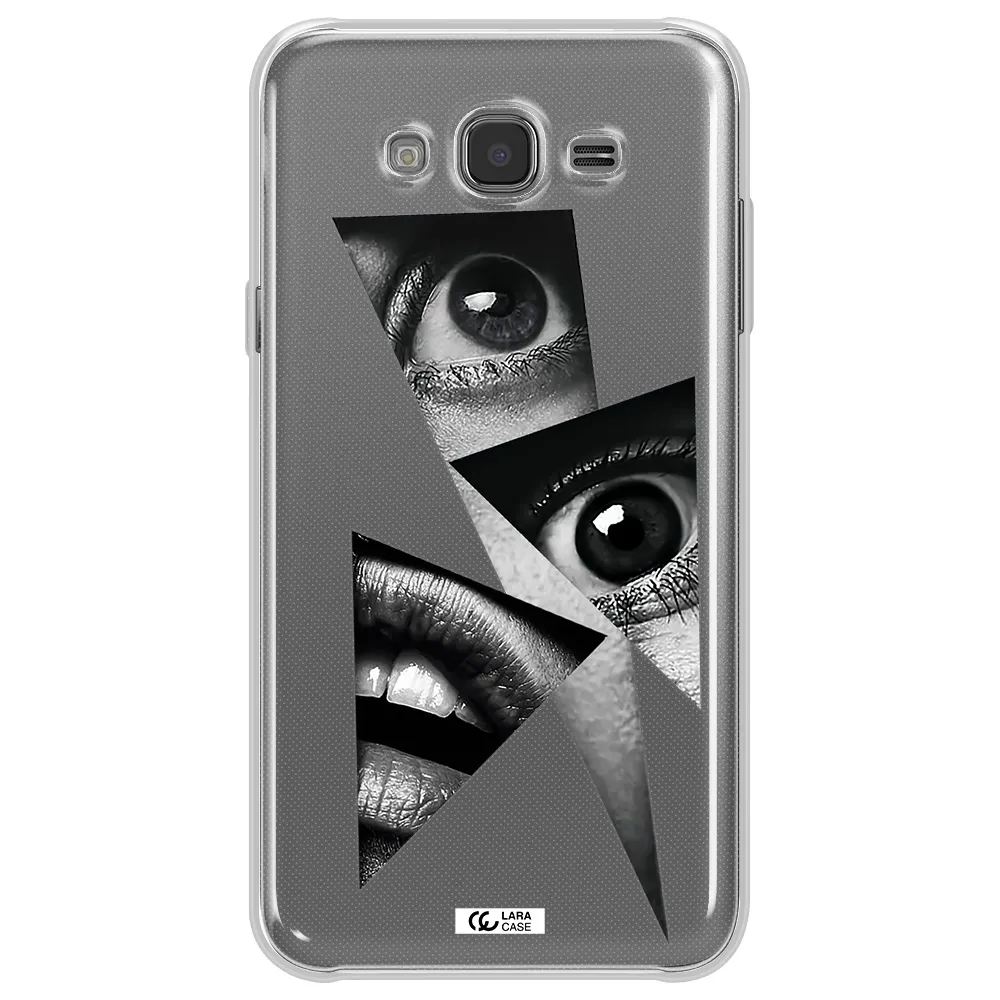 a close-up of a woman's eyes and lips Samsung J7 2015 Clear TPU Case