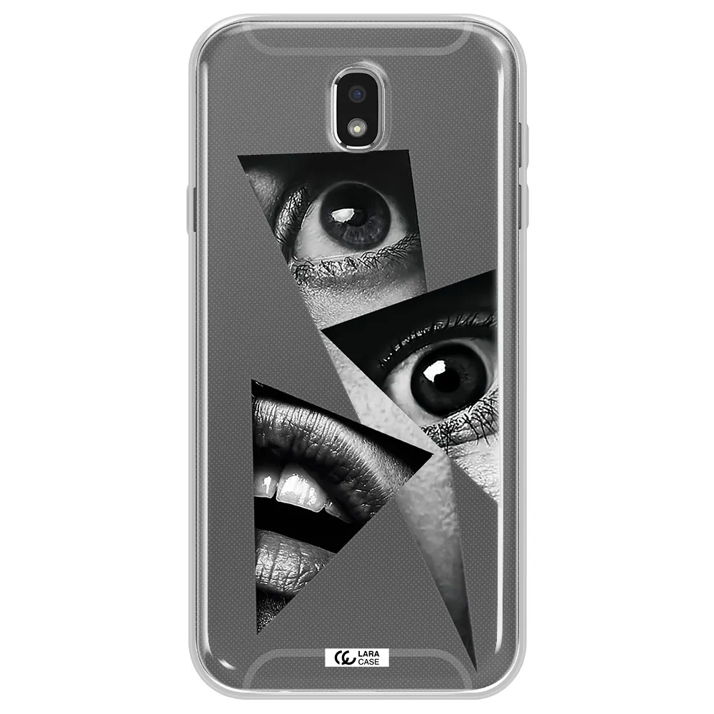 a close-up of a woman's eyes and lips Samsung J7 Pro Clear TPU Case