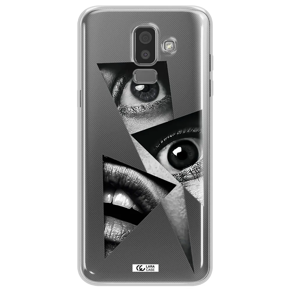 a close-up of a woman's eyes and lips Samsung J8 Clear TPU Case