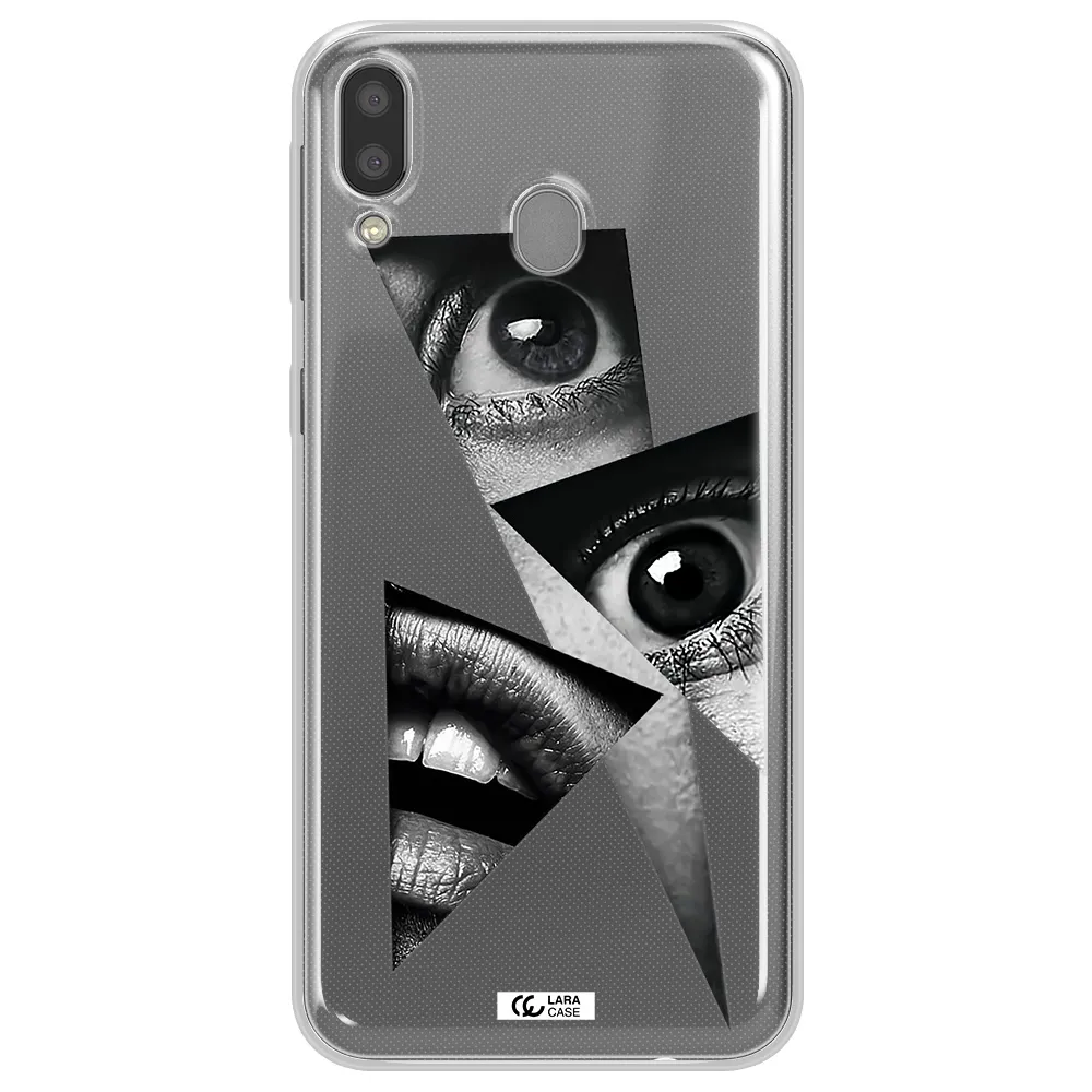 a close-up of a woman's eyes and lips Samsung M20 Clear TPU Case