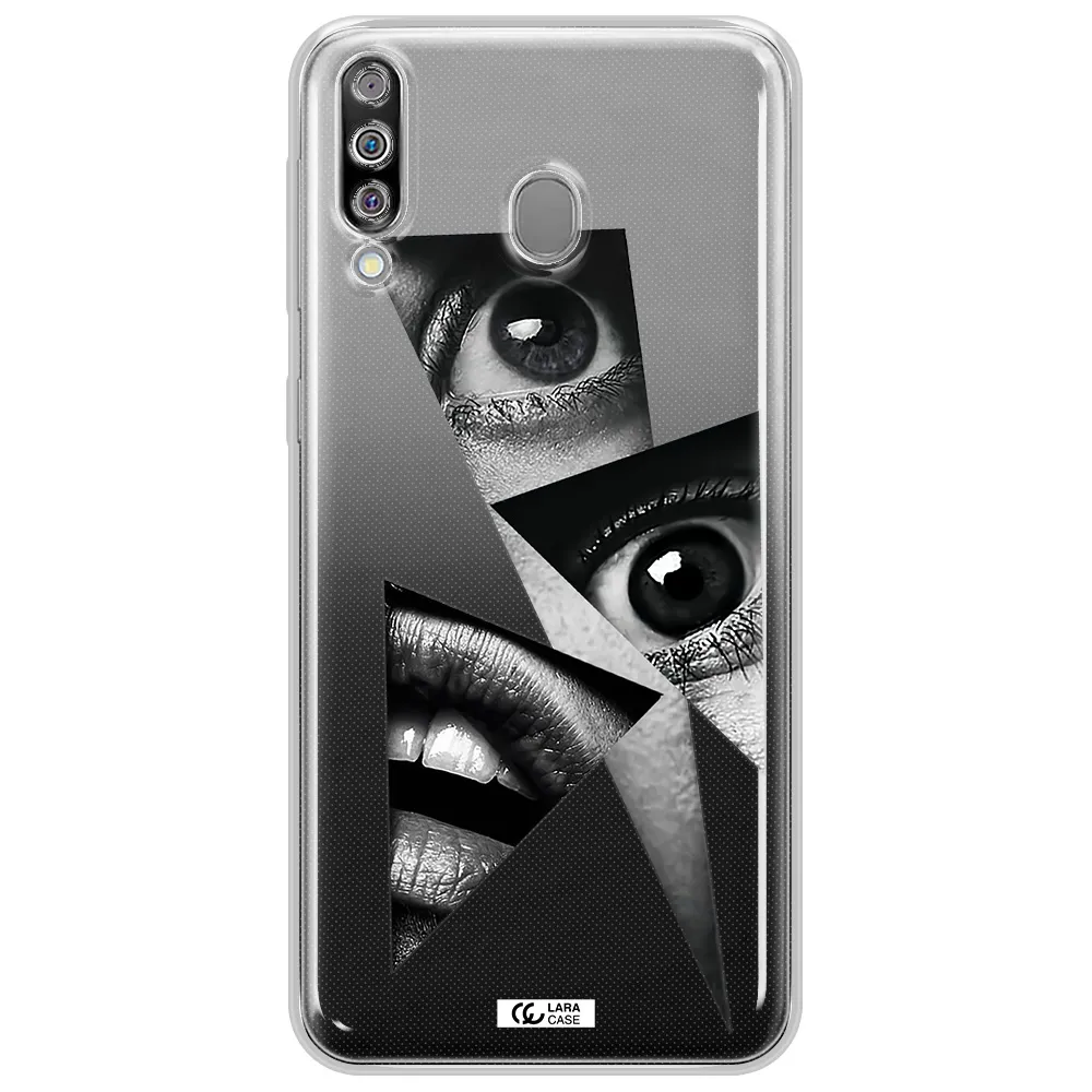 a close-up of a woman's eyes and lips Samsung M30 Clear TPU Case