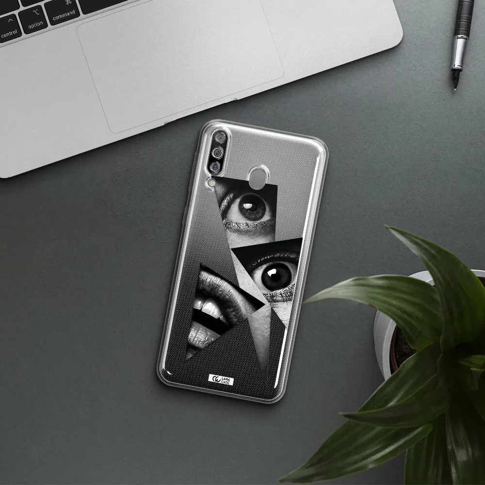 a close-up of a woman's eyes and lips Samsung M30 Clear TPU Case