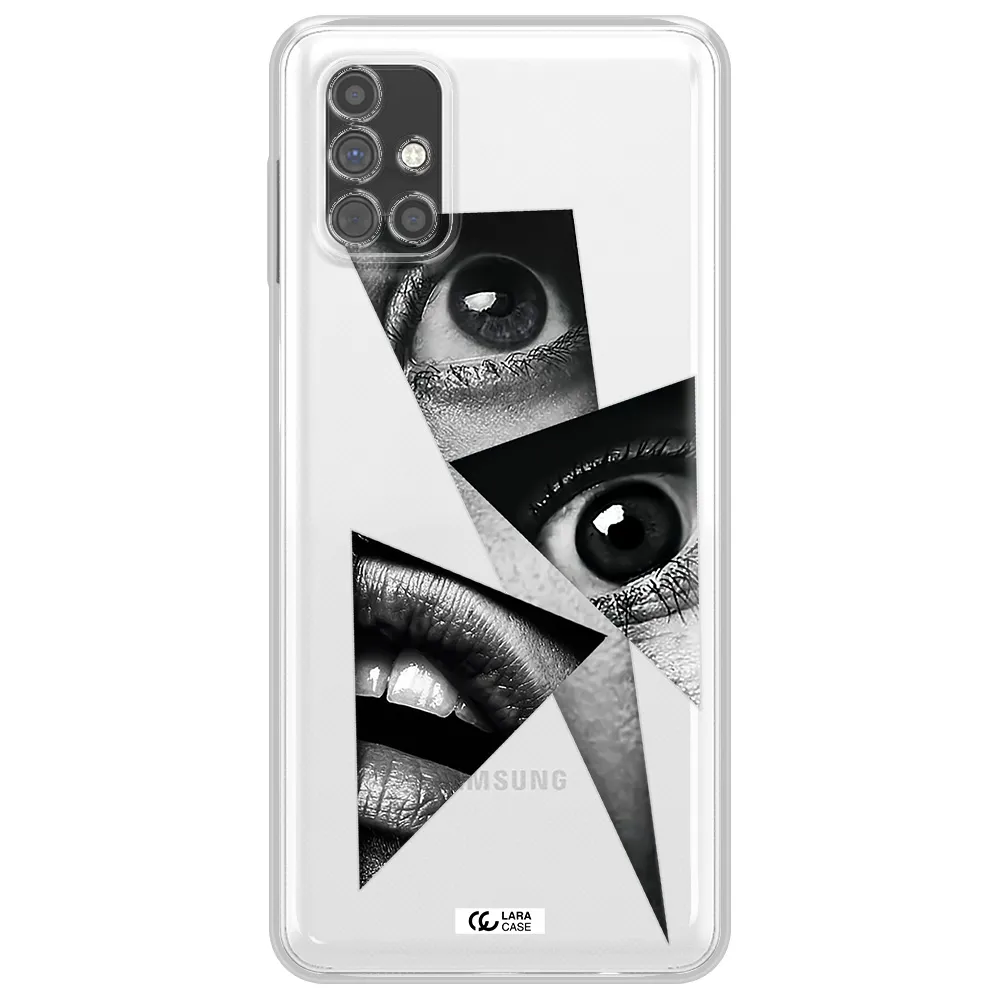 a close-up of a woman's eyes and lips Samsung M51 Clear TPU Case