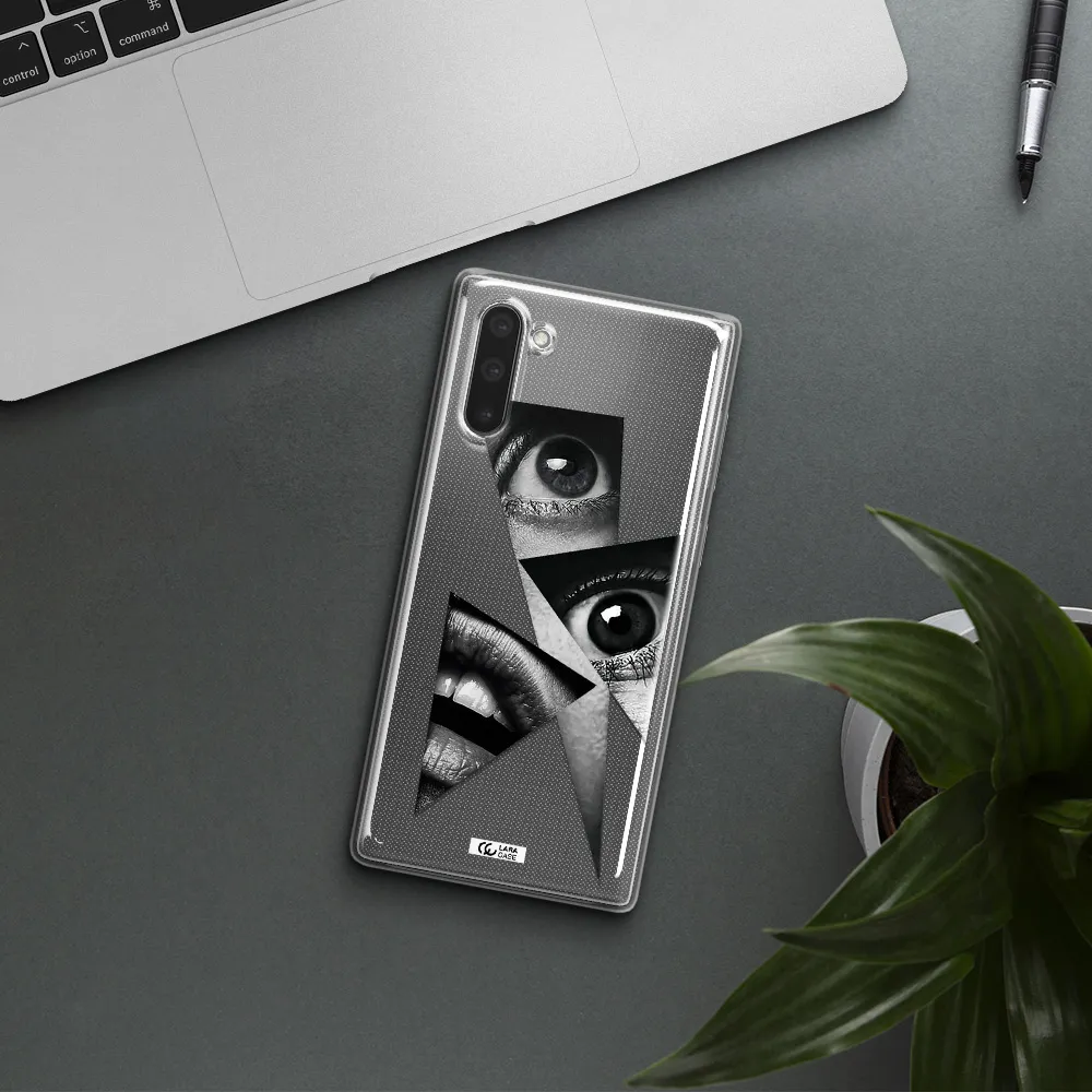 a close-up of a woman's eyes and lips Samsung Note 10 Clear TPU Case