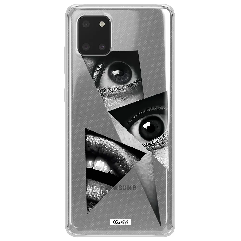 a close-up of a woman's eyes and lips Samsung Note 10 Lite Clear TPU Case