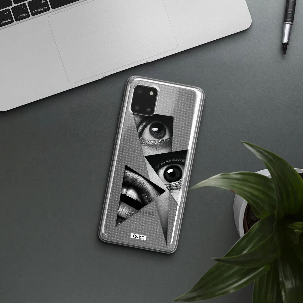 a close-up of a woman's eyes and lips Samsung Note 10 Lite Clear TPU Case