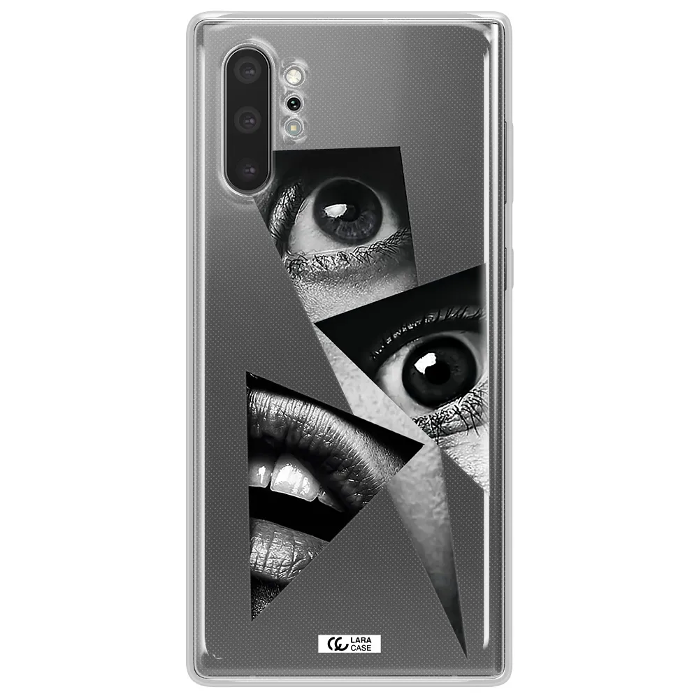 a close-up of a woman's eyes and lips Samsung Note 10 Plus Clear TPU Case