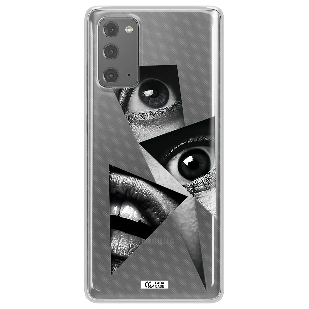 a close-up of a woman's eyes and lips Samsung Note 20 Clear TPU Case