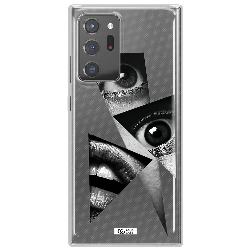 a close-up of a woman's eyes and lips Samsung Note 20 Ultra Clear TPU Case