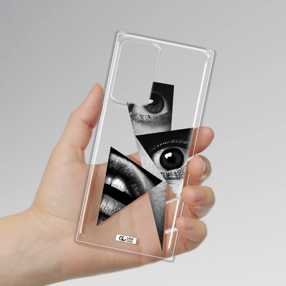 a close-up of a woman's eyes and lips Samsung Note 20 Ultra Clear TPU Case
