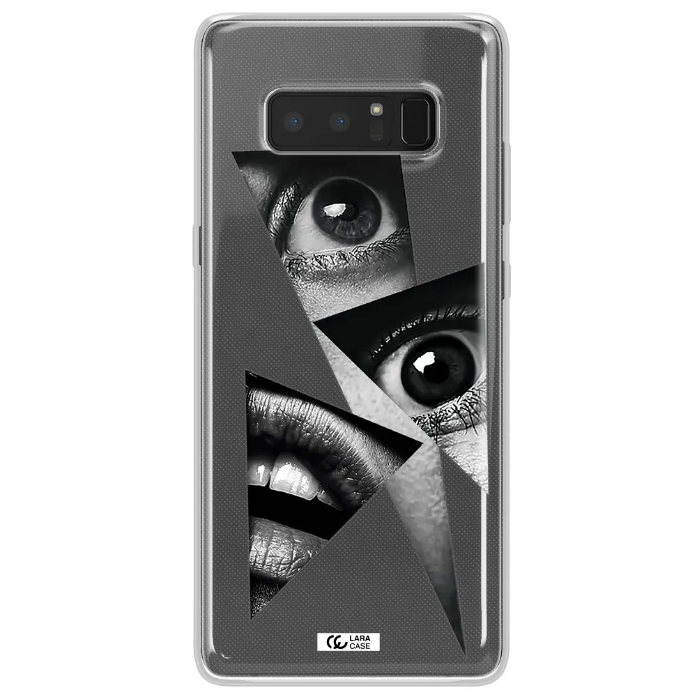 a close-up of a woman's eyes and lips Samsung Note 8 Clear TPU Case