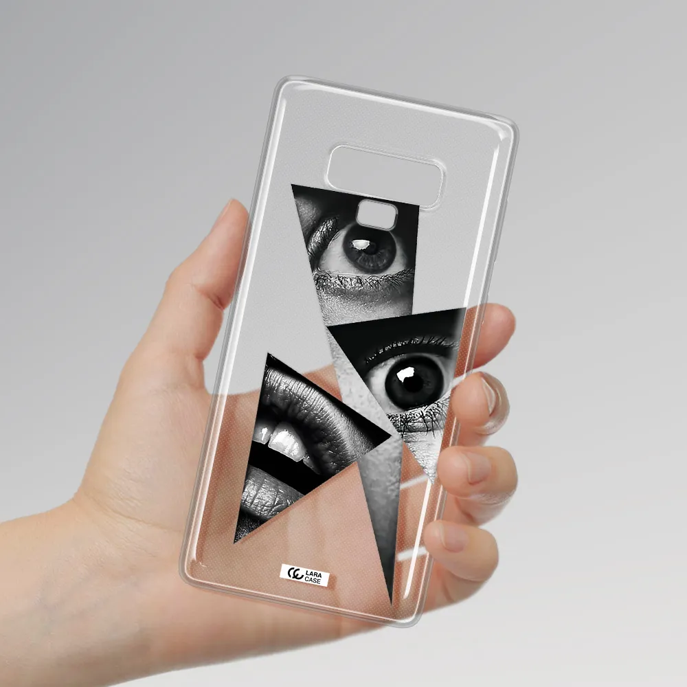 a close-up of a woman's eyes and lips Samsung Note 9 Clear TPU Case