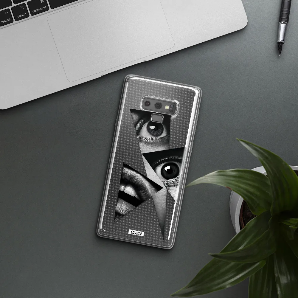 a close-up of a woman's eyes and lips Samsung Note 9 Clear TPU Case