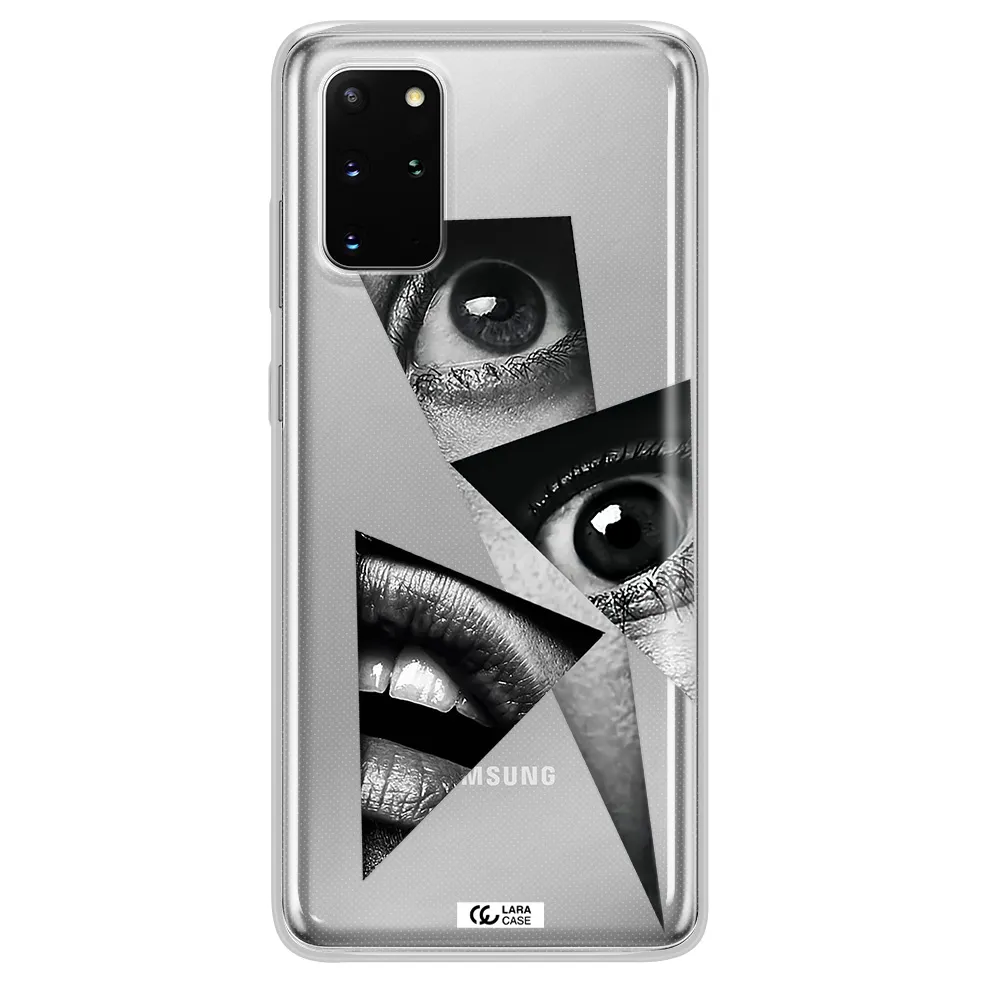 a close-up of a woman's eyes and lips Samsung S 20 Plus Clear TPU Case