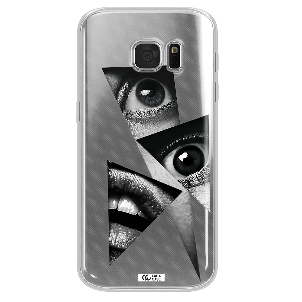 a close-up of a woman's eyes and lips Samsung S 7 Clear TPU Case