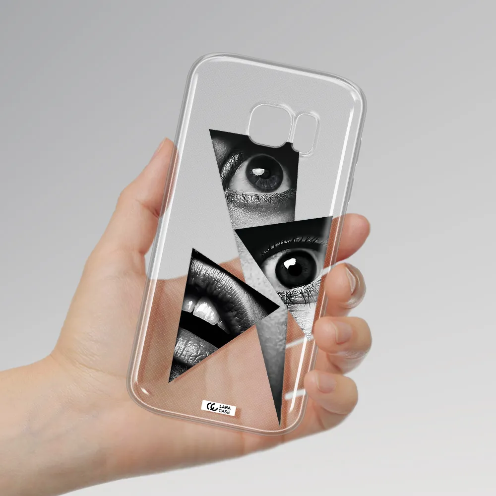 a close-up of a woman's eyes and lips Samsung S 7 Clear TPU Case