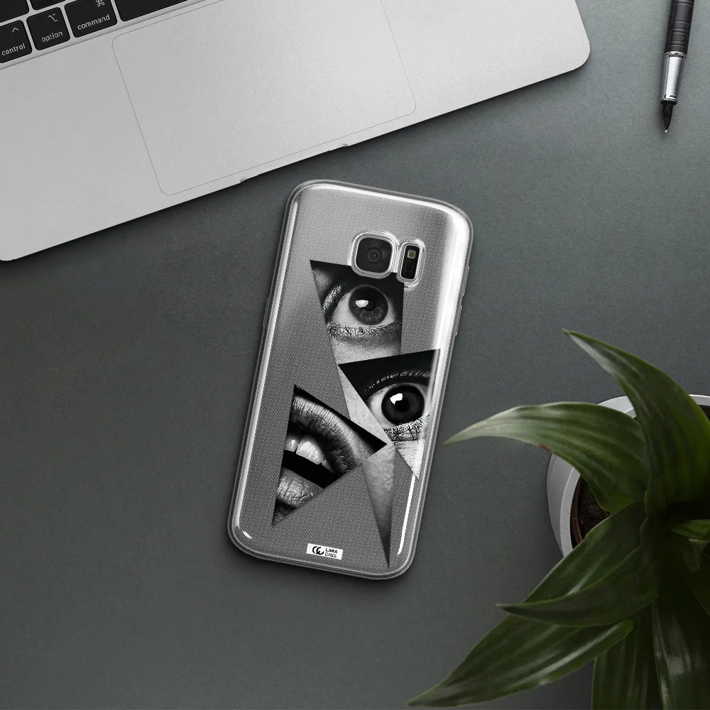 a close-up of a woman's eyes and lips Samsung S 7 Clear TPU Case