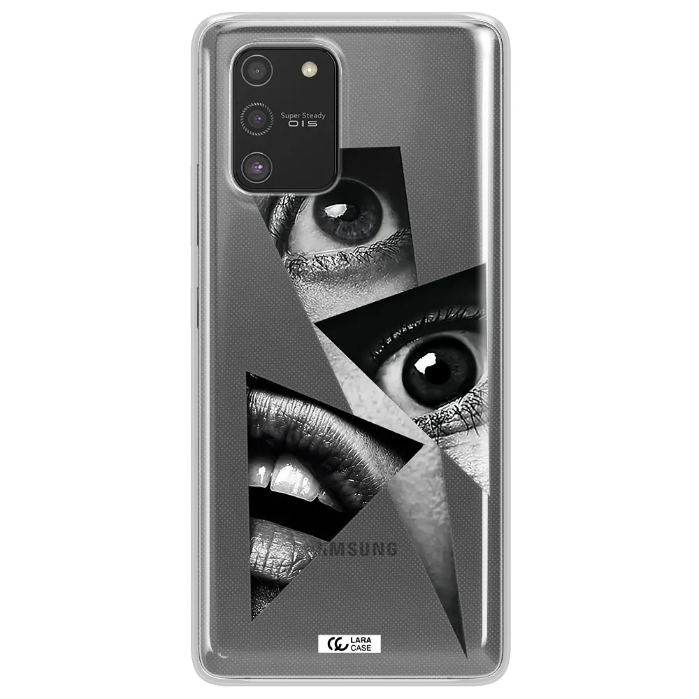 a close-up of a woman's eyes and lips Samsung S10 Lite Clear TPU Case