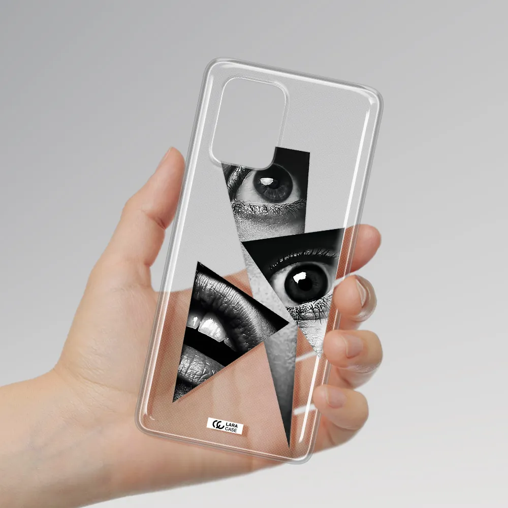 a close-up of a woman's eyes and lips Samsung S10 Lite Clear TPU Case