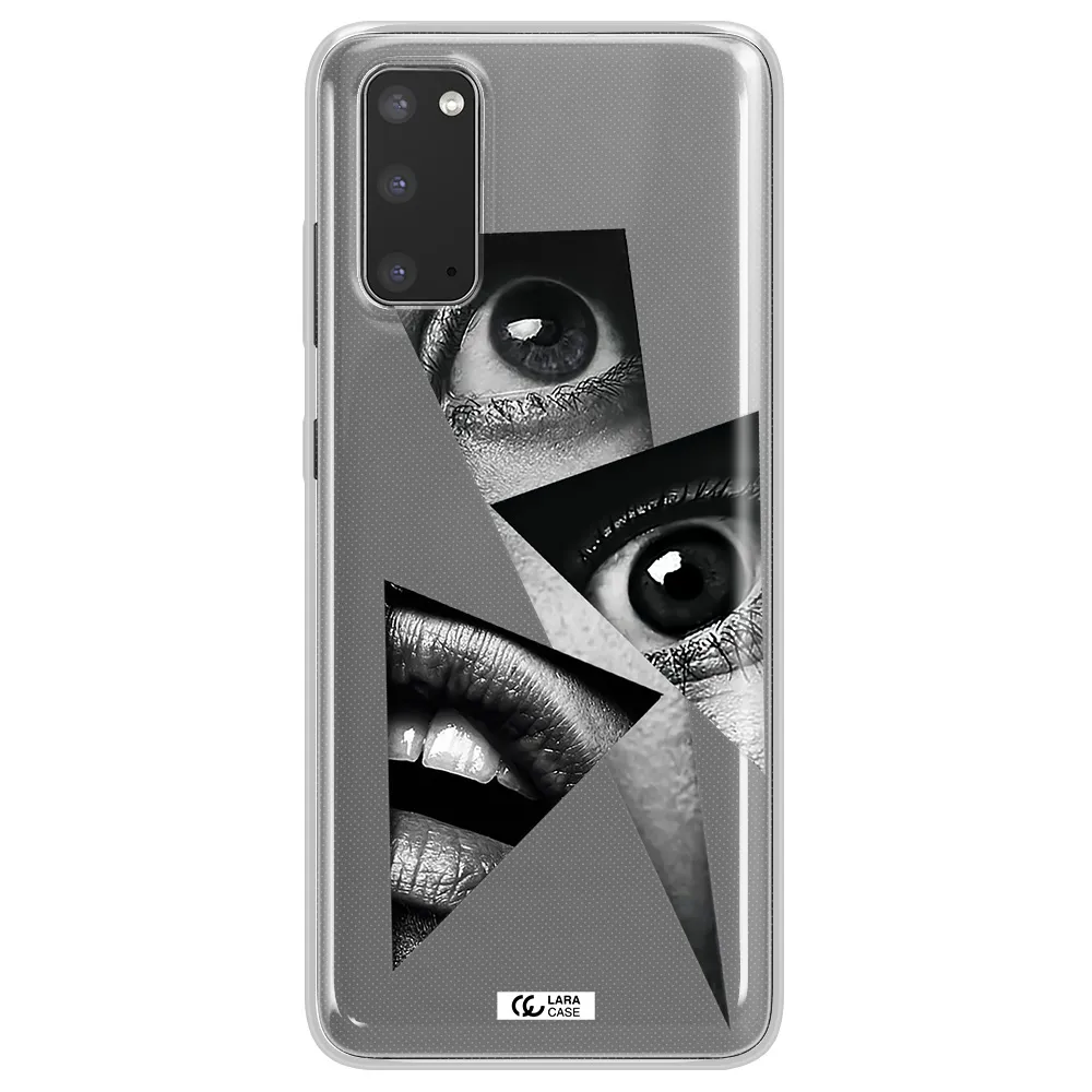 a close-up of a woman's eyes and lips Samsung S20 Clear TPU Case
